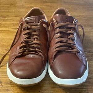 Cole Haan Brown Leather Low-Top Sneakers with White Sole
